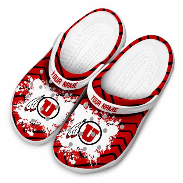 Personalized Utah Utes Zigzag Paint Burst Crocs Trendy