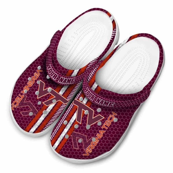 Personalized Virginia Tech Hokies Contrasting Stripes Crocs Trendy