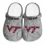 Personalized Virginia Tech Hokies Cracked Texture Crocs Best selling