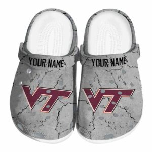 Personalized Virginia Tech Hokies Cracked Texture Crocs Best selling