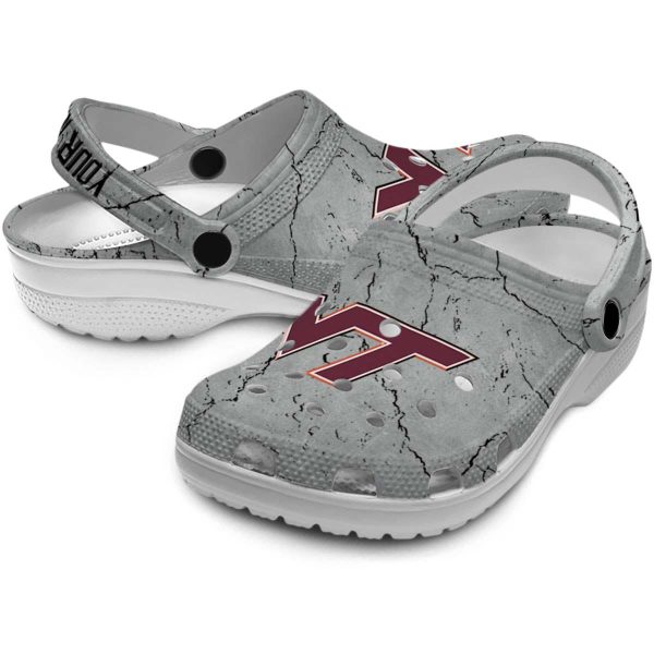 Personalized Virginia Tech Hokies Cracked Texture Crocs Latest Model