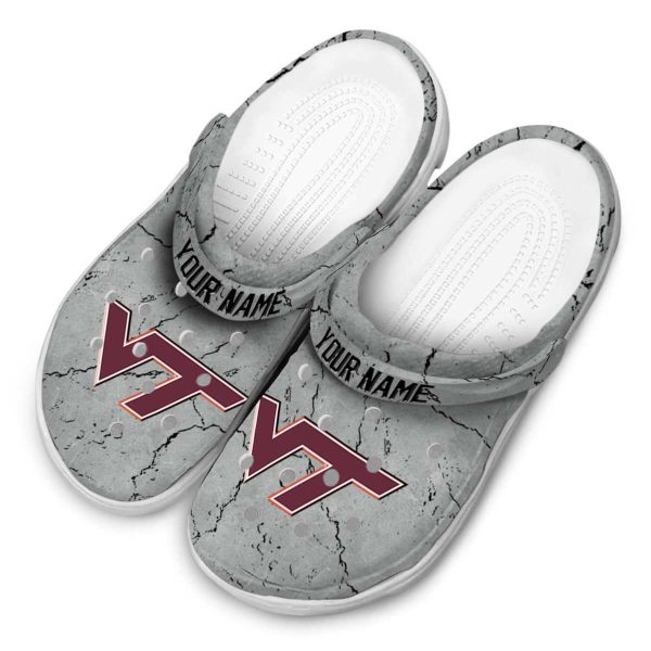 Personalized Virginia Tech Hokies Cracked Texture Crocs Trendy