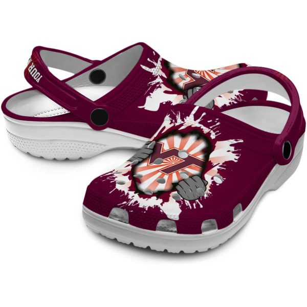 Personalized Virginia Tech Hokies Gripping Hand Crocs Latest Model