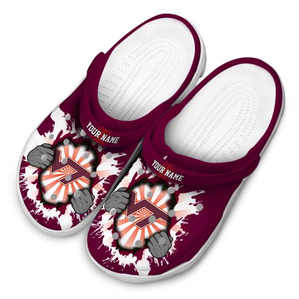 Personalized Virginia Tech Hokies Gripping Hand Crocs Trendy