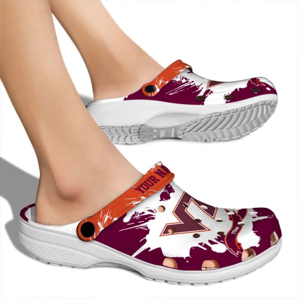 Personalized Virginia Tech Hokies Splatter Pattern Crocs High quality