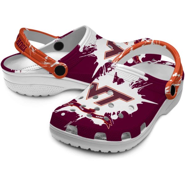 Personalized Virginia Tech Hokies Splatter Pattern Crocs Latest Model