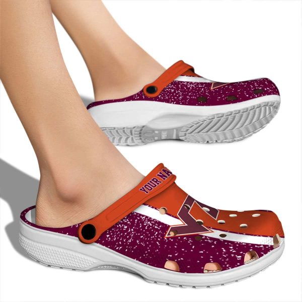 Personalized Virginia Tech Hokies Vertical Stripes Crocs High quality