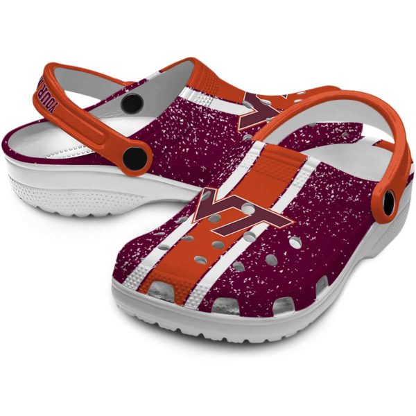Personalized Virginia Tech Hokies Vertical Stripes Crocs Latest Model