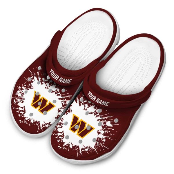 Personalized Washington Commanders Splatter Background Crocs Trendy