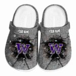 Personalized Washington Huskies Cracked Ground Texture Crocs Best selling