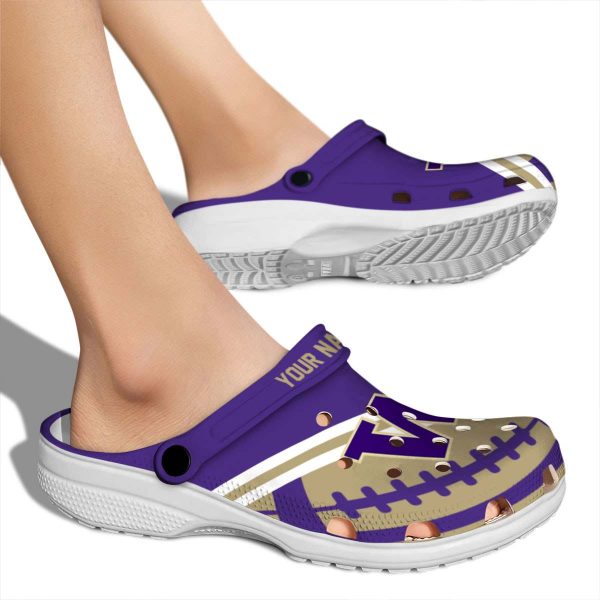 Personalized Washington Huskies Football Motif Crocs High quality