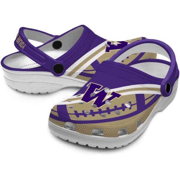 Personalized Washington Huskies Football Motif Crocs Latest Model