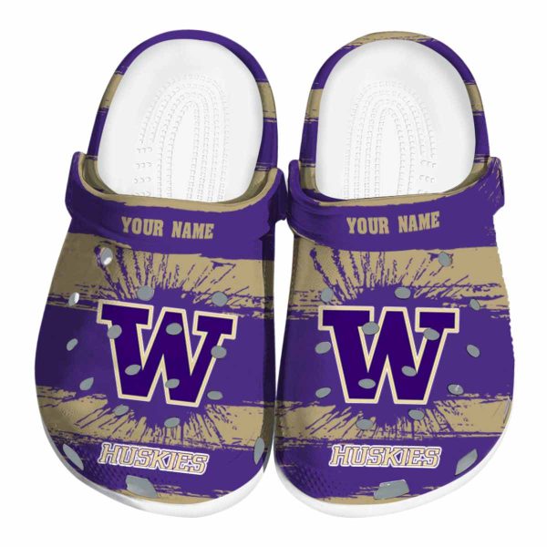 Personalized Washington Huskies Paint Splatter Graphics Crocs Best selling