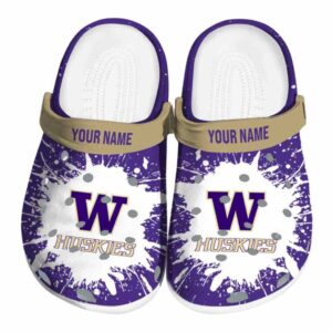 Personalized Washington Huskies Splash Art Crocs Best selling
