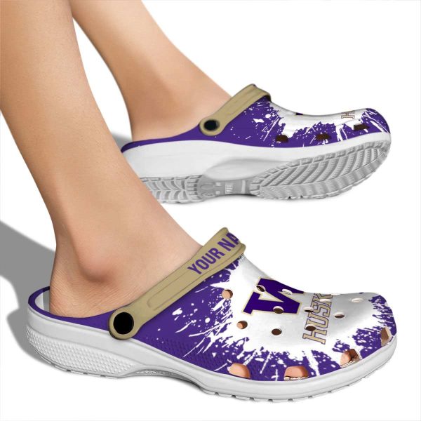 Personalized Washington Huskies Splash Art Crocs High quality