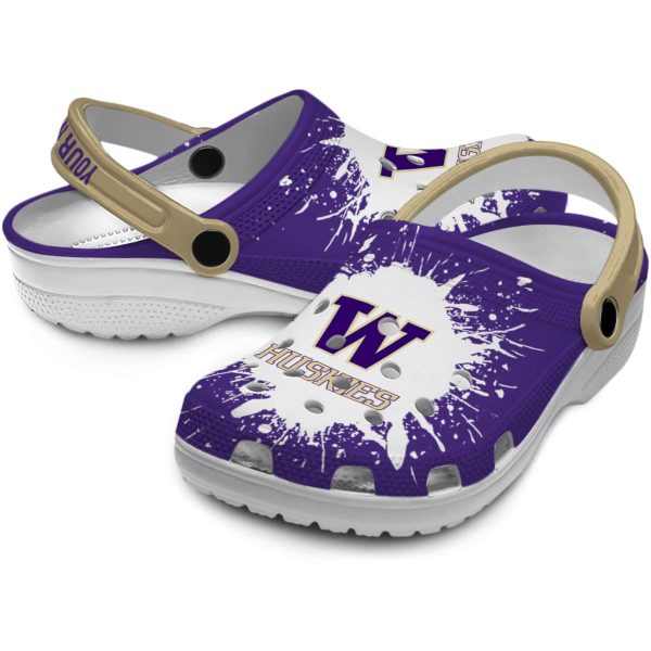 Personalized Washington Huskies Splash Art Crocs Latest Model