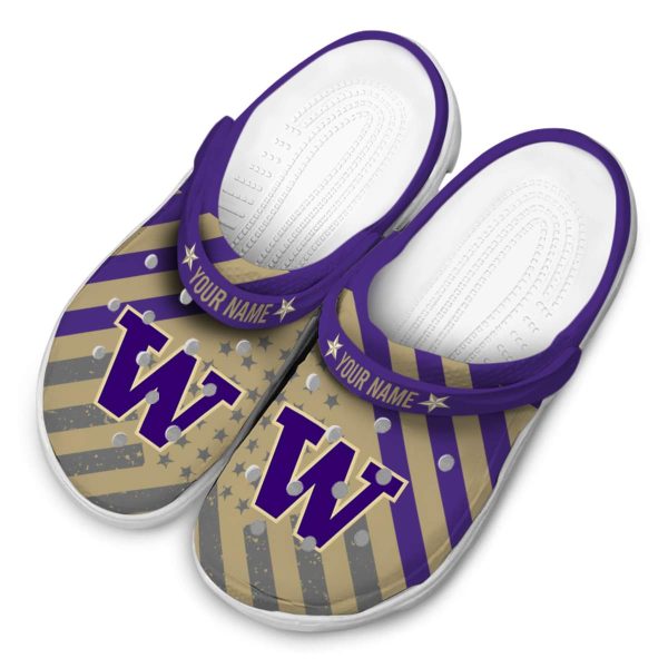 Personalized Washington Huskies Star Spangled Graphic Crocs Trendy