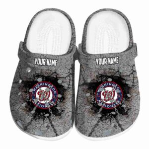 Personalized Washington Nationals Cracked Ground Texture Crocs Best selling