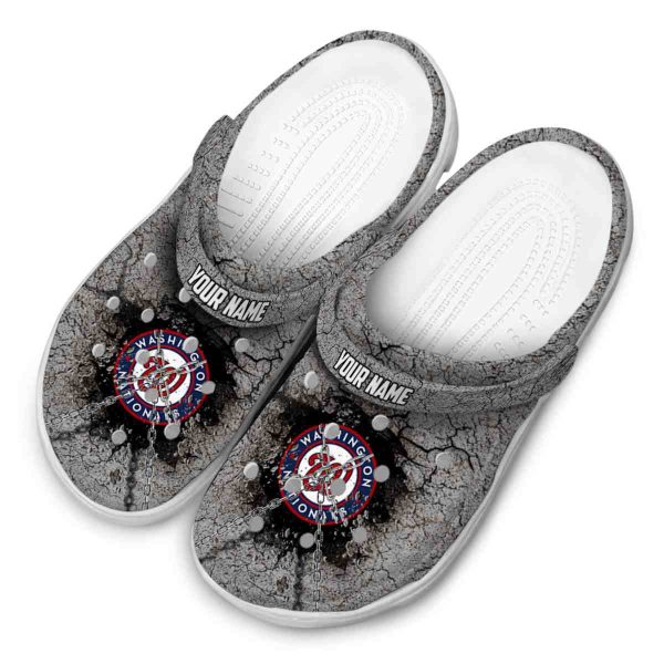 Personalized Washington Nationals Cracked Ground Texture Crocs Trendy