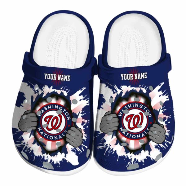 Personalized Washington Nationals Gripping Hand Crocs Best selling