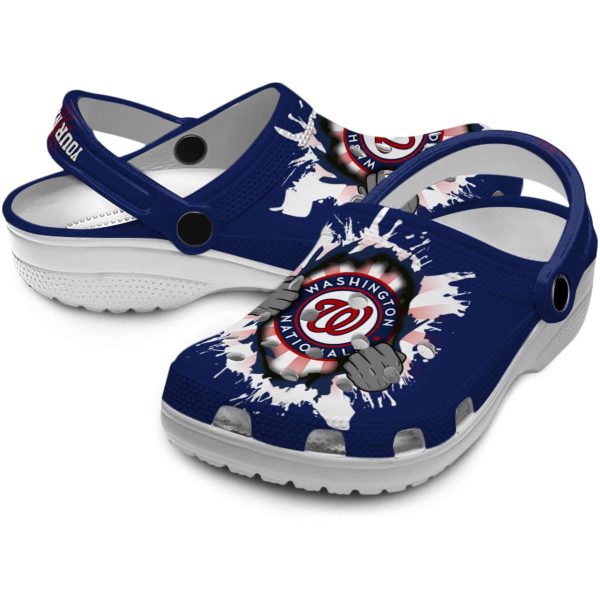 Personalized Washington Nationals Gripping Hand Crocs Latest Model