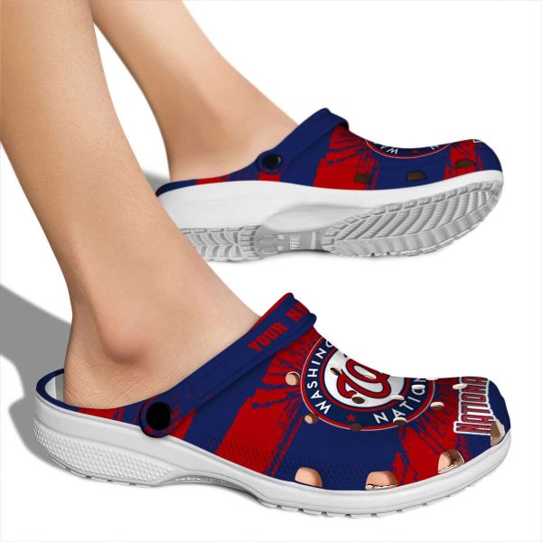 Personalized Washington Nationals Paint Splatter Graphics Crocs High quality