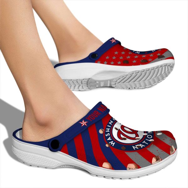 Personalized Washington Nationals Star Spangled Graphic Crocs High quality