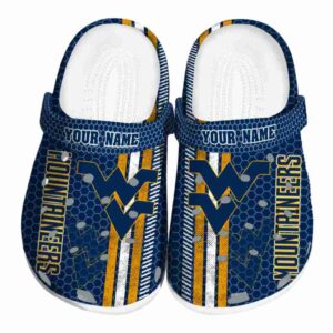 Personalized West Virginia Mountaineers Contrasting Stripes Crocs Best selling