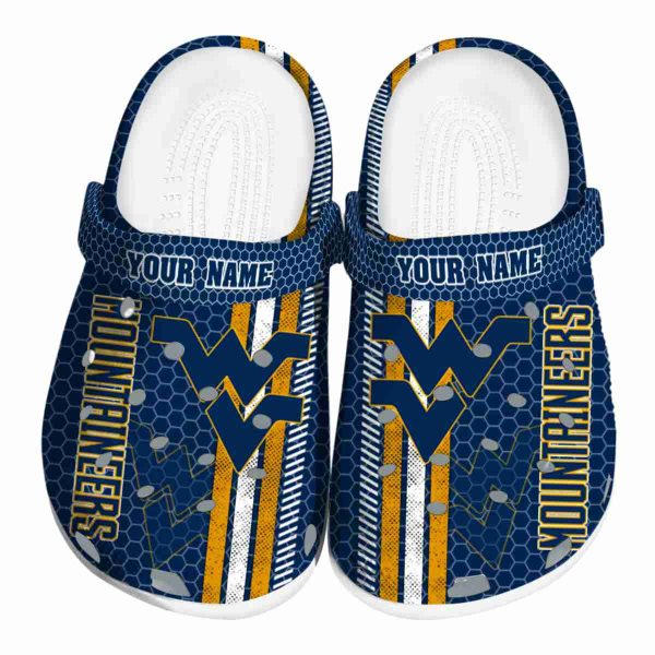 Personalized West Virginia Mountaineers Contrasting Stripes Crocs Best selling