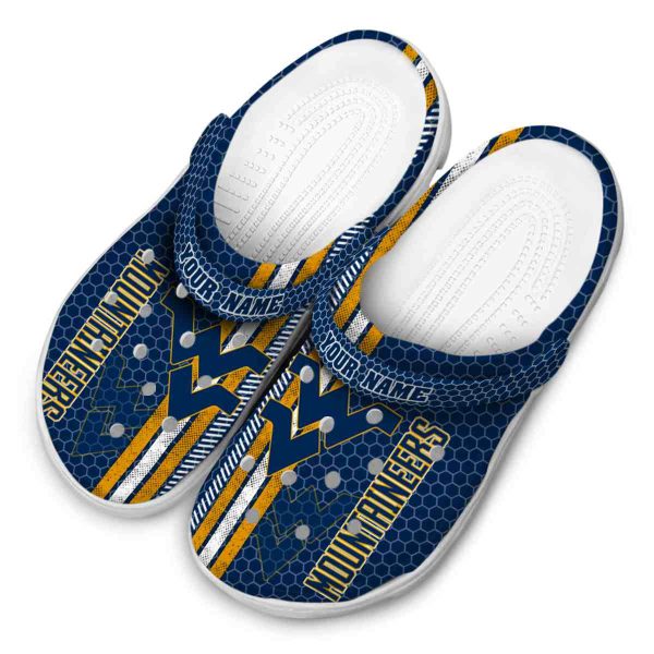 Personalized West Virginia Mountaineers Contrasting Stripes Crocs Trendy