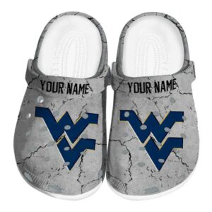 Personalized West Virginia Mountaineers Cracked Texture Crocs Best selling