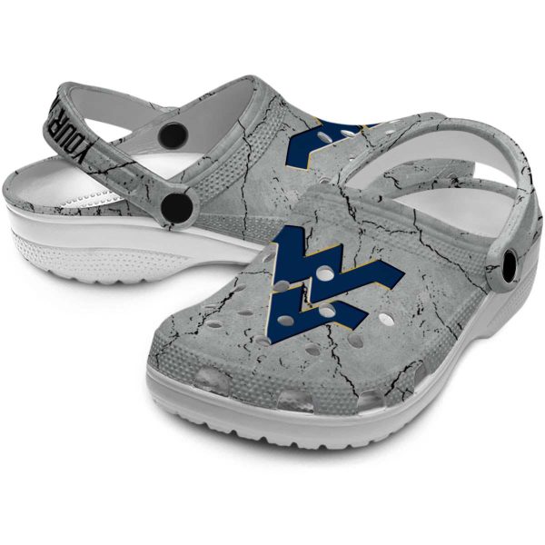 Personalized West Virginia Mountaineers Cracked Texture Crocs Latest Model