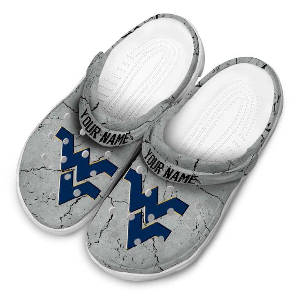 Personalized West Virginia Mountaineers Cracked Texture Crocs Trendy