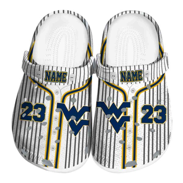 Personalized West Virginia Mountaineers Pinstripe Pattern Crocs Best selling