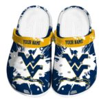 Personalized West Virginia Mountaineers Splatter Pattern Crocs Best selling