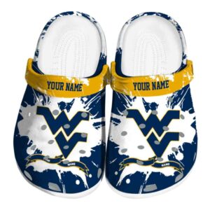 Personalized West Virginia Mountaineers Splatter Pattern Crocs Best selling