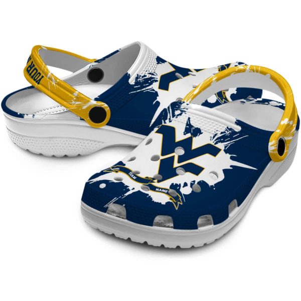 Personalized West Virginia Mountaineers Splatter Pattern Crocs Latest Model