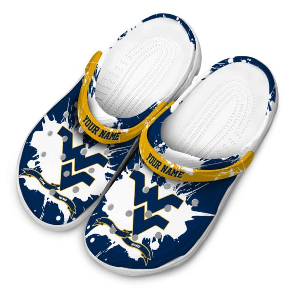 Personalized West Virginia Mountaineers Splatter Pattern Crocs Trendy