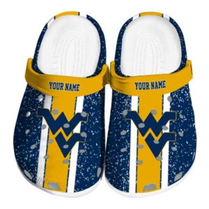Personalized West Virginia Mountaineers Vertical Stripes Crocs Best selling