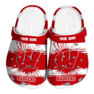 Personalized Wisconsin Badgers Paint Splatter Graphics Crocs Best selling