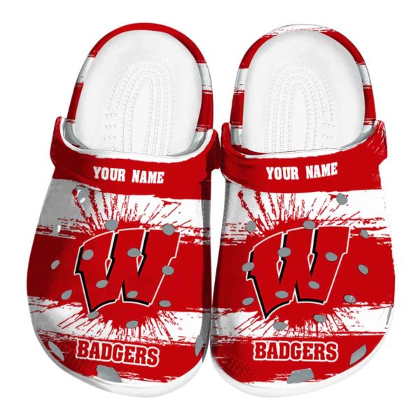 Personalized Wisconsin Badgers Paint Splatter Graphics Crocs Best selling