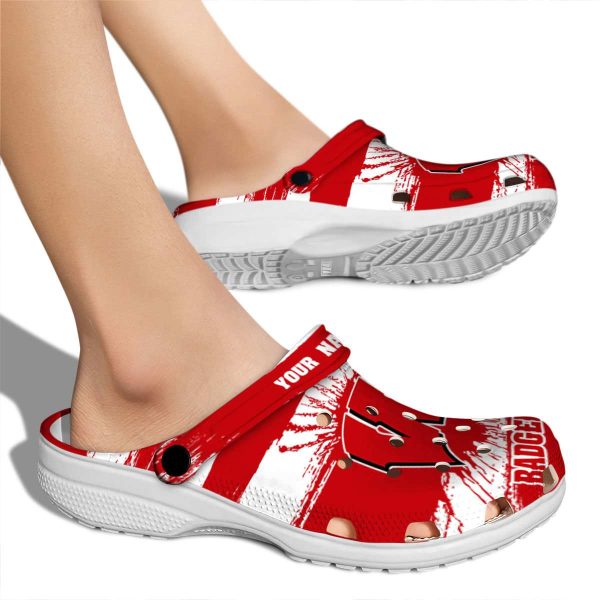 Personalized Wisconsin Badgers Paint Splatter Graphics Crocs High quality