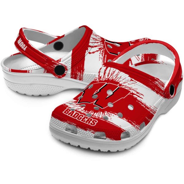 Personalized Wisconsin Badgers Paint Splatter Graphics Crocs Latest Model