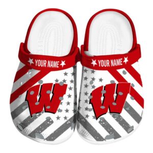 Personalized Wisconsin Badgers Star Spangled Graphic Crocs Best selling
