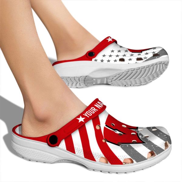 Personalized Wisconsin Badgers Star Spangled Graphic Crocs High quality