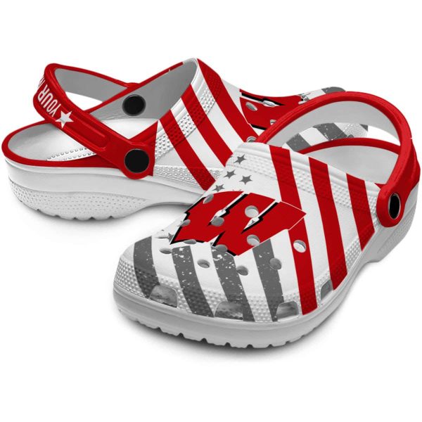 Personalized Wisconsin Badgers Star Spangled Graphic Crocs Latest Model