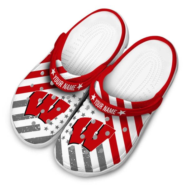 Personalized Wisconsin Badgers Star Spangled Graphic Crocs Trendy