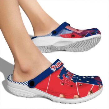 Philadelphia Phillies Geometric Background Crocs High quality