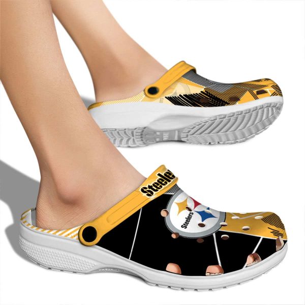 Pittsburgh Steelers Geometric Background Crocs High quality