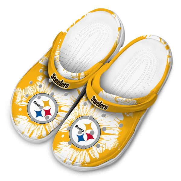 Pittsburgh Steelers Splatter Graphics Crocs Trendy